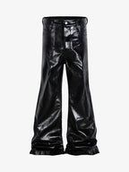 Theprecipice Glossy Patent Leather Flare Pants - 2396