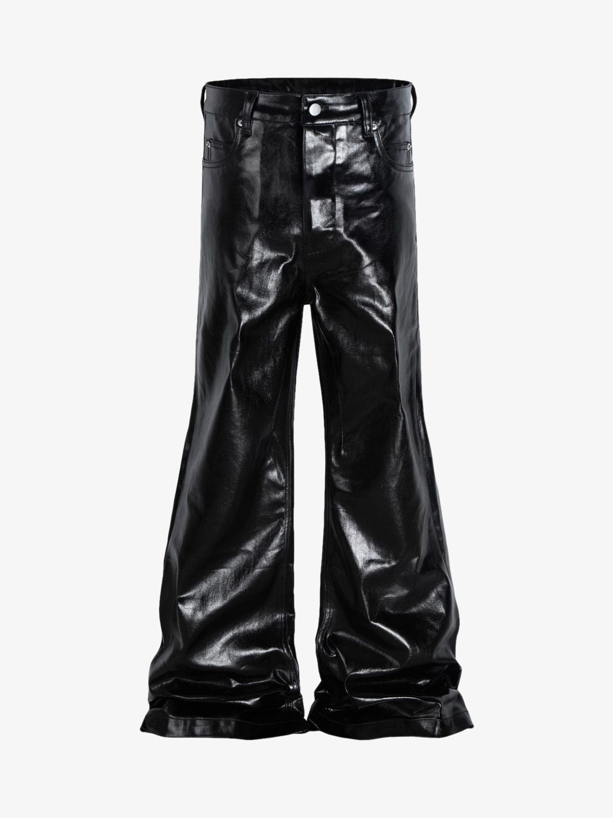 Theprecipice Glossy Patent Leather Flare Pants - 2396