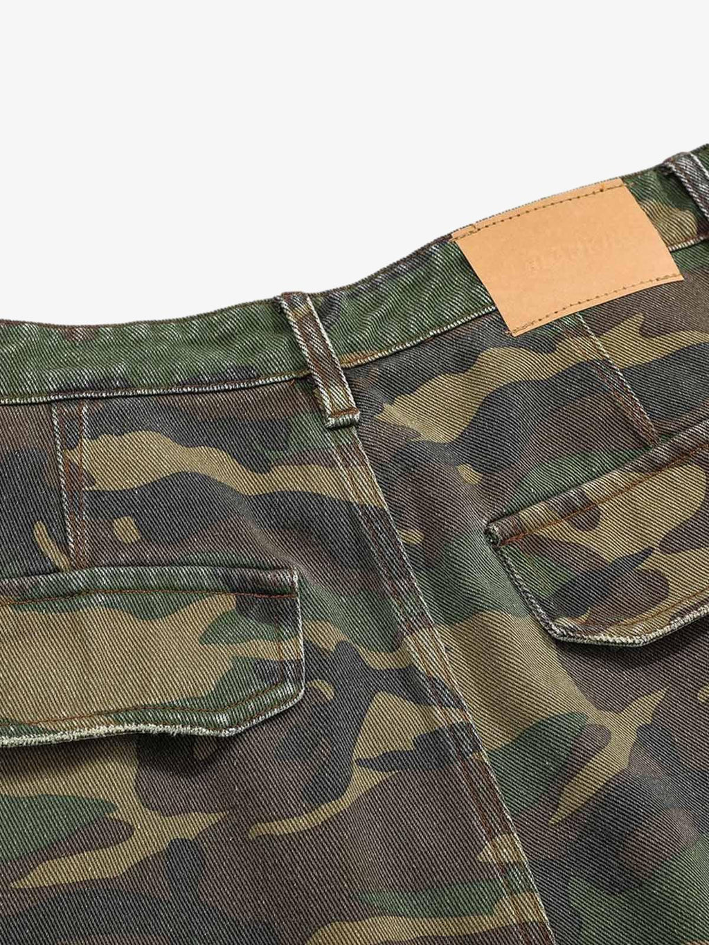 Woven Ripped Camouflage Cargo Baggy Pants - 2410