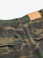 Woven Ripped Camouflage Cargo Baggy Pants - 2410