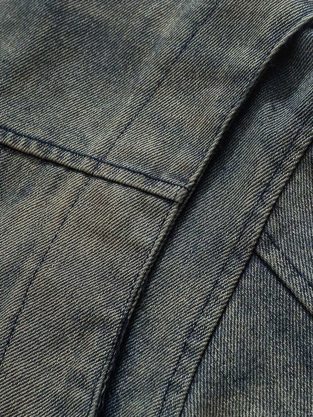 Theprecipice High Street Hip-hop Distressed Washed Denim Jacket - 2242