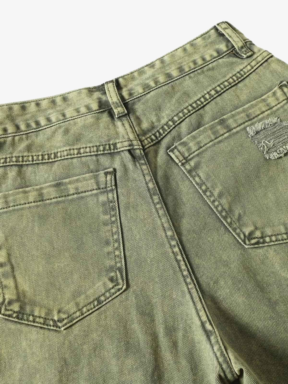 Washed Distressed Ripped Barrel Jeans