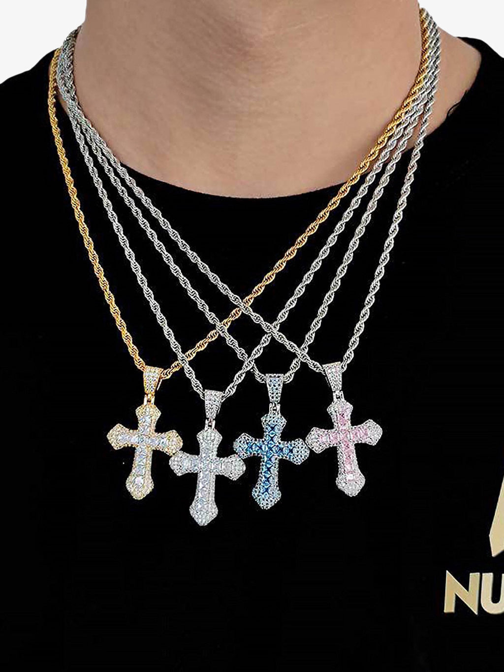 Theprecipice Corss Full Diamond Necklace-1514