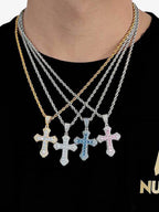 Theprecipice Corss Full Diamond Necklace-1514