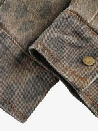 Vintage Distressed Cheetah Print Denim Shirt