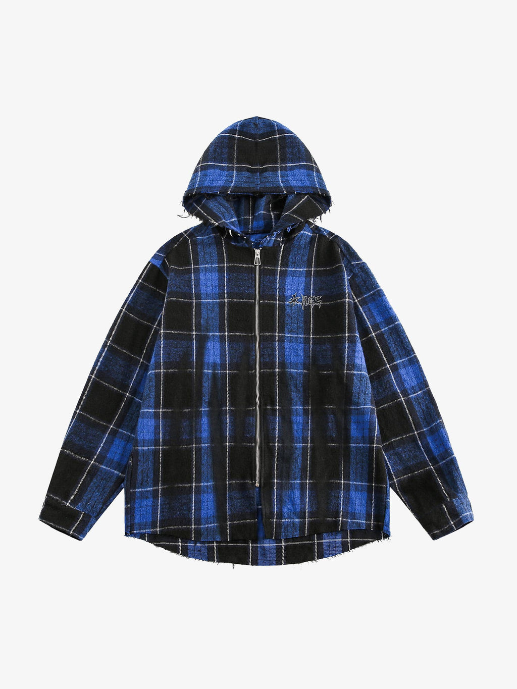 Theprecipice Plaid Brushed Cardigan Hooded Shirt