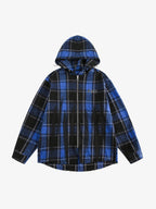 Theprecipice Plaid Brushed Cardigan Hooded Shirt