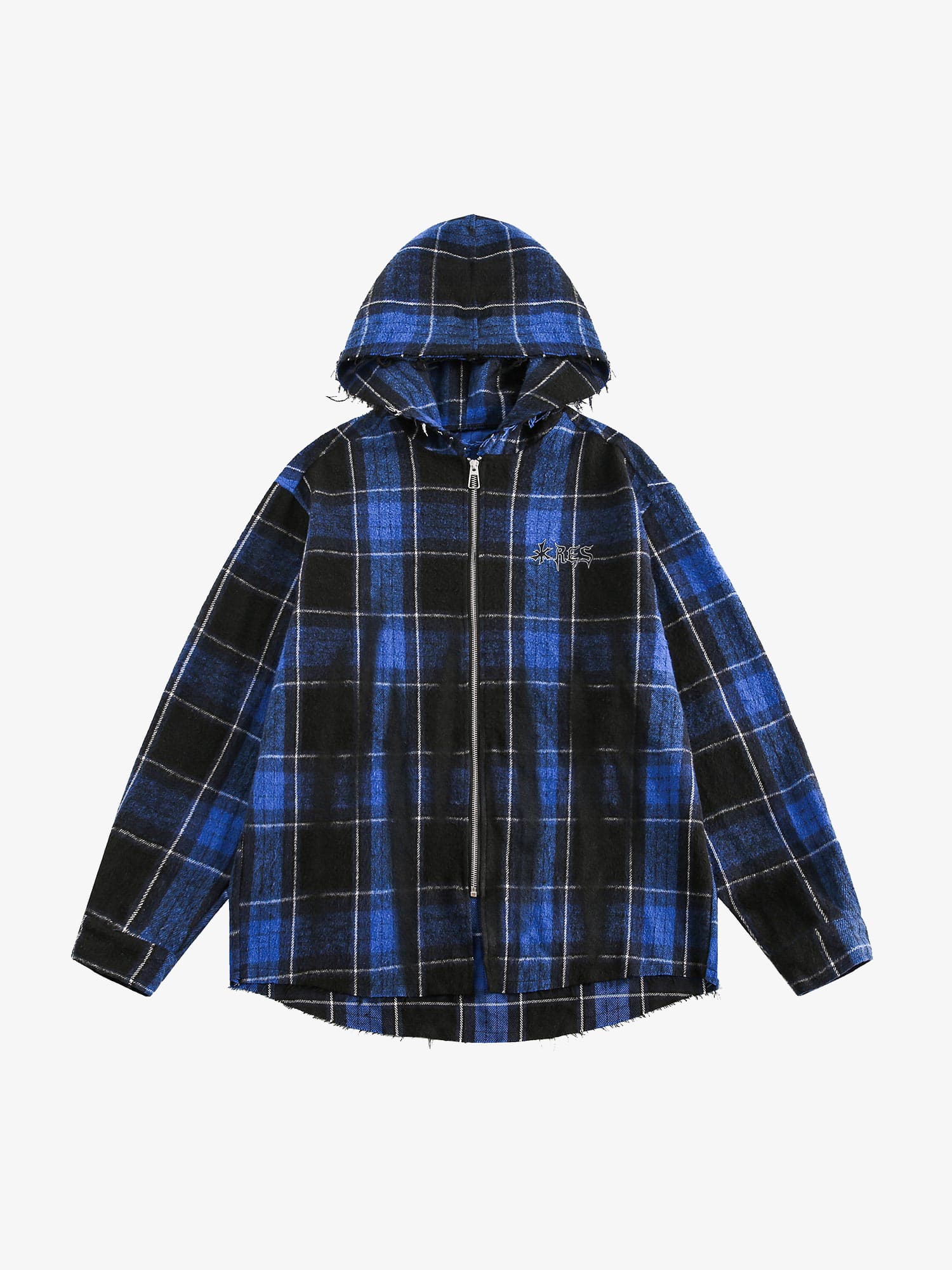 Theprecipice Plaid Brushed Cardigan Hooded Shirt