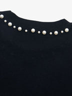 Elegant Pearl-Embellished Oversized T-Shirt