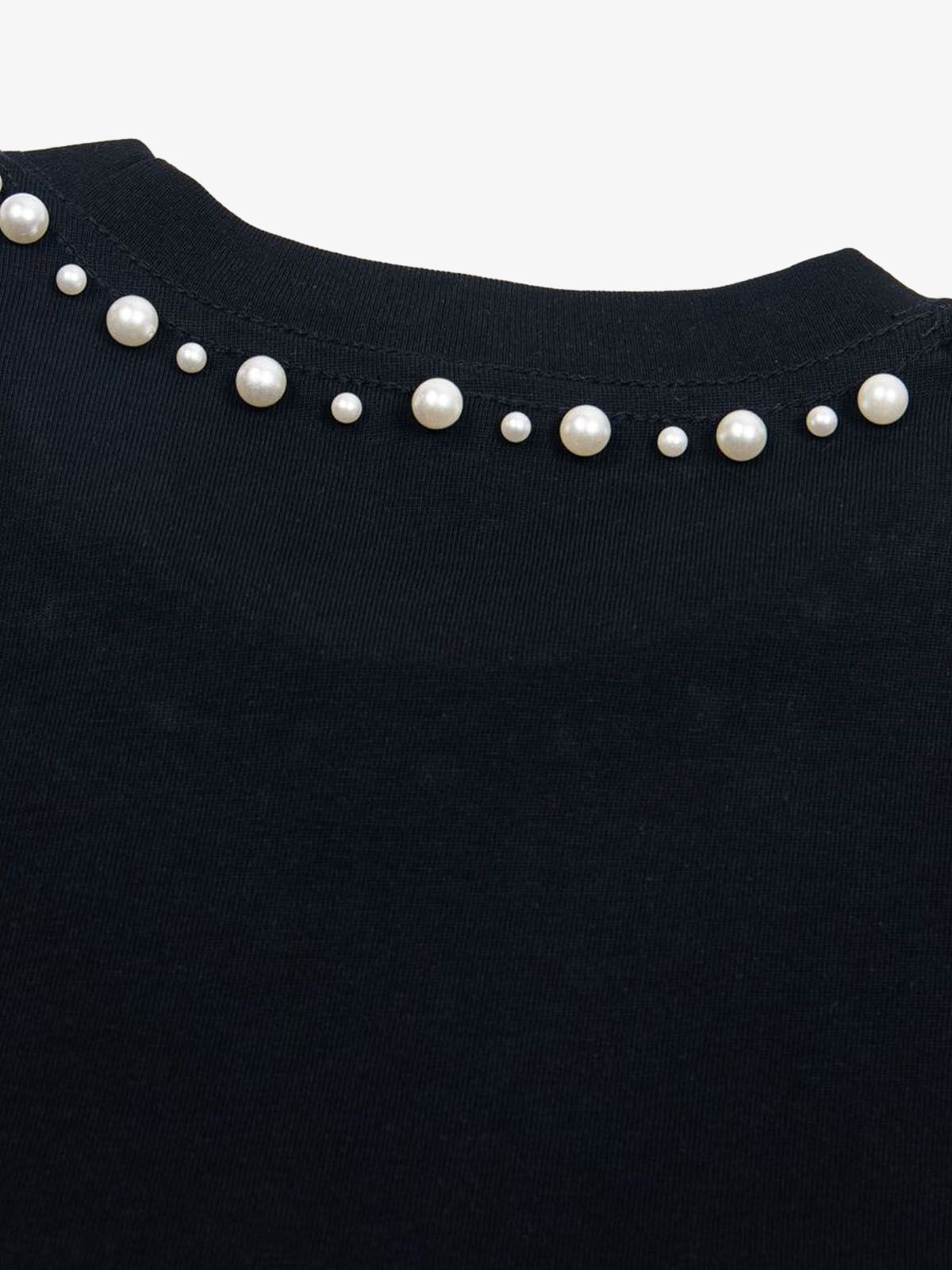 Elegant Pearl-Embellished Oversized T-Shirt