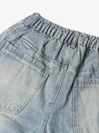 Washed Distressed Deconstructed Split Denim Shorts