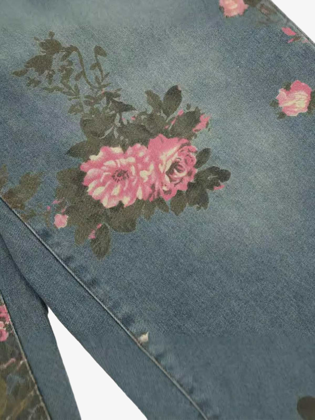 Theprecipice Floral Print Straight Jeans - 2409