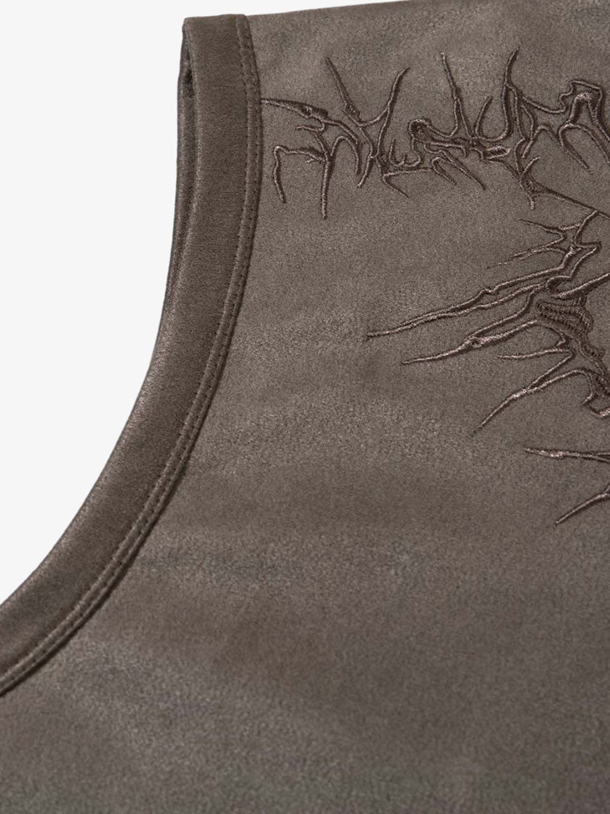 Suede Thorn Embroidered Vest