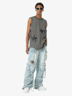 Theprecipice Vintage Necklace Star Print Hip-hop Tank Top - 2070
