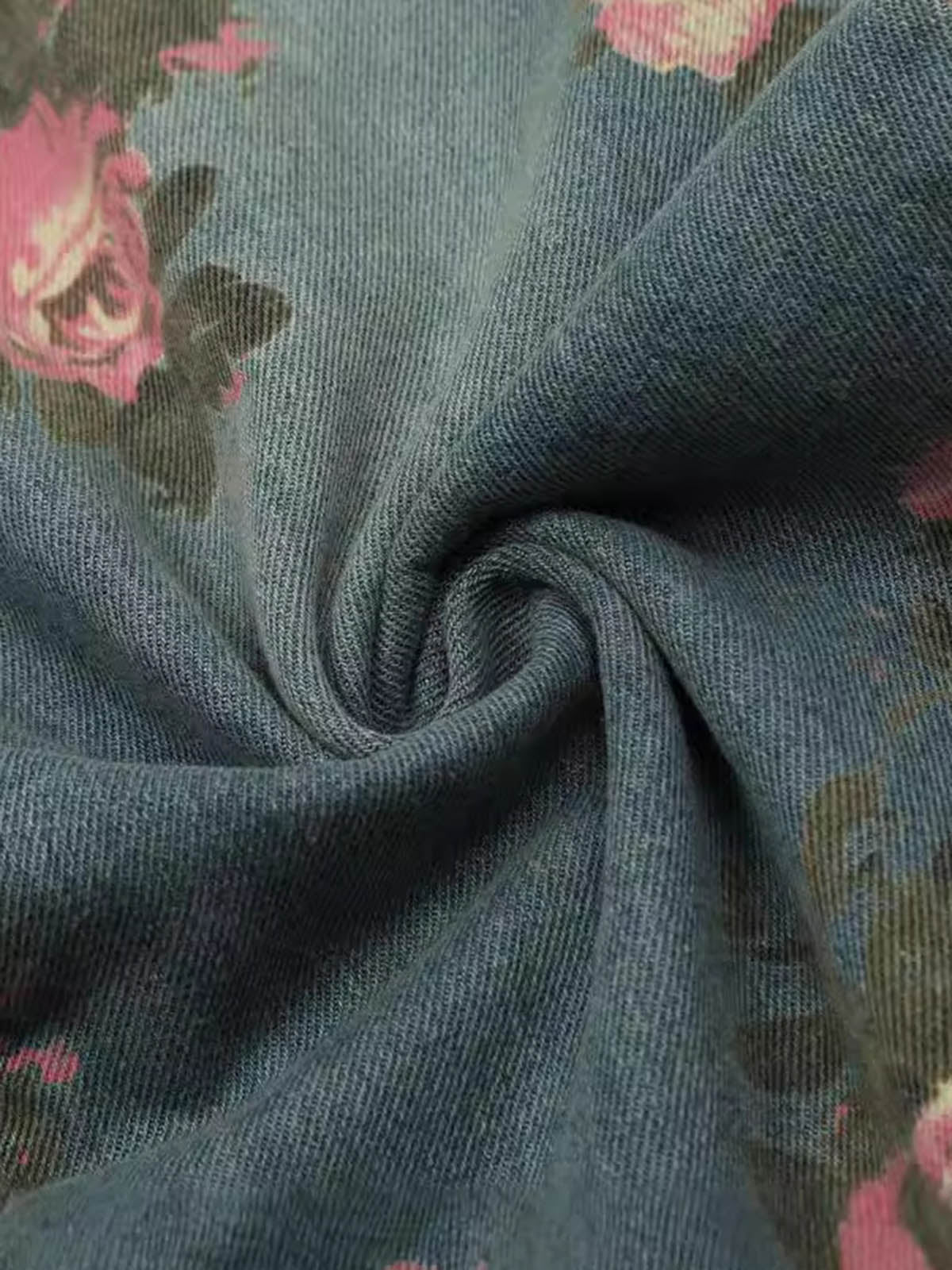 Theprecipice Floral Print Straight Jeans - 2409