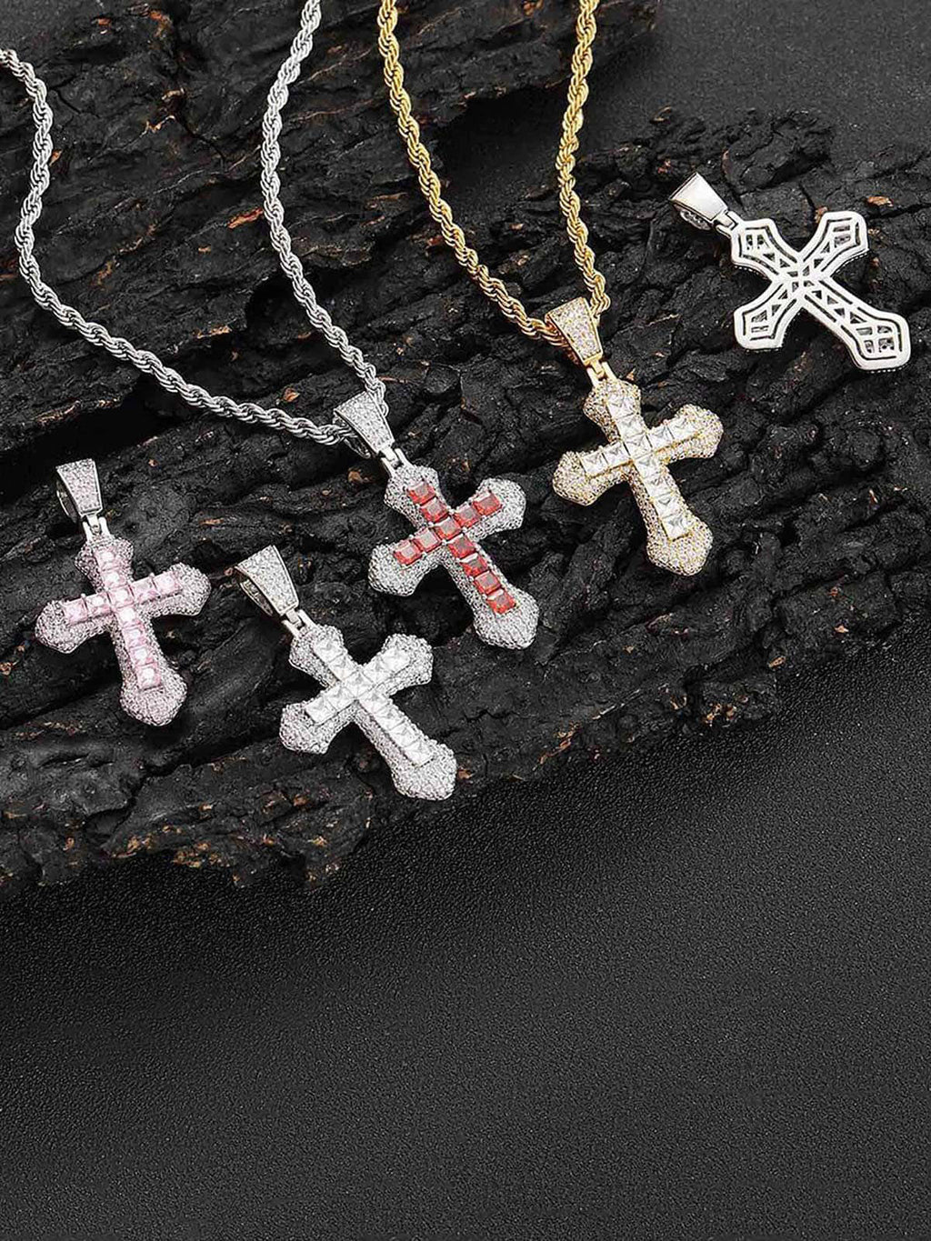 Theprecipice Corss Full Diamond Necklace-1514