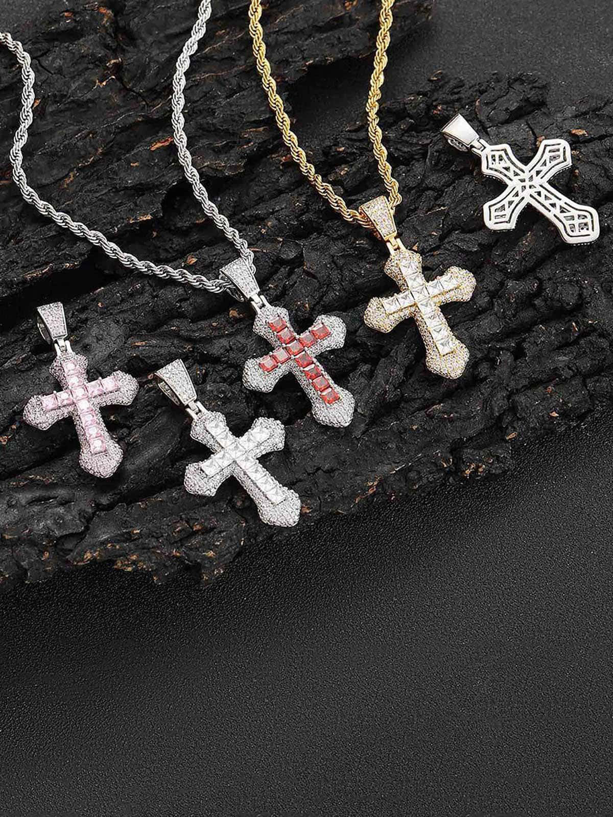 Theprecipice Corss Full Diamond Necklace-1514