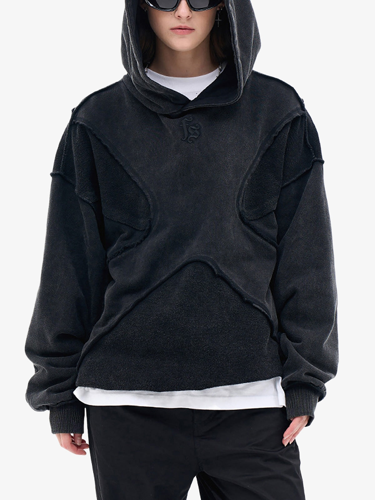 Theprecipice Washed Splicing Hoodie - 1985