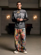 Street Oil Painting Color Straight Jeans - 2348