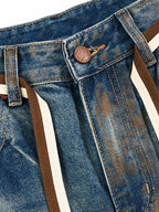 Retro Ink-Splashed Ripped Jeans