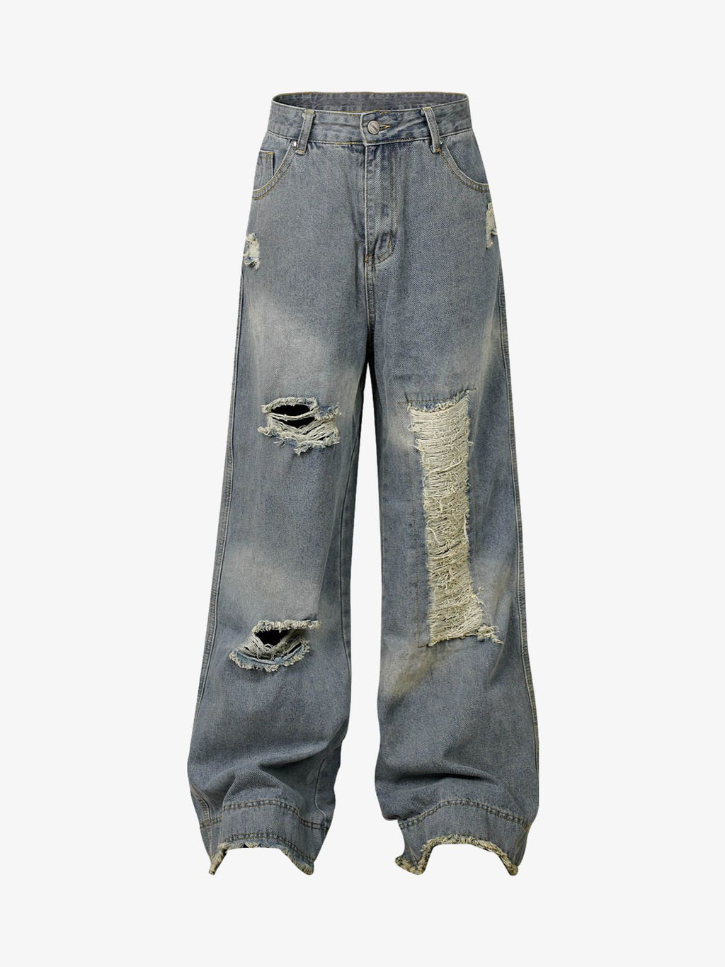 Theprecipice Washed Ripped Baggy Jeans