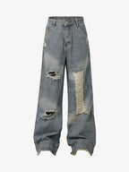 Theprecipice Washed Ripped Baggy Jeans
