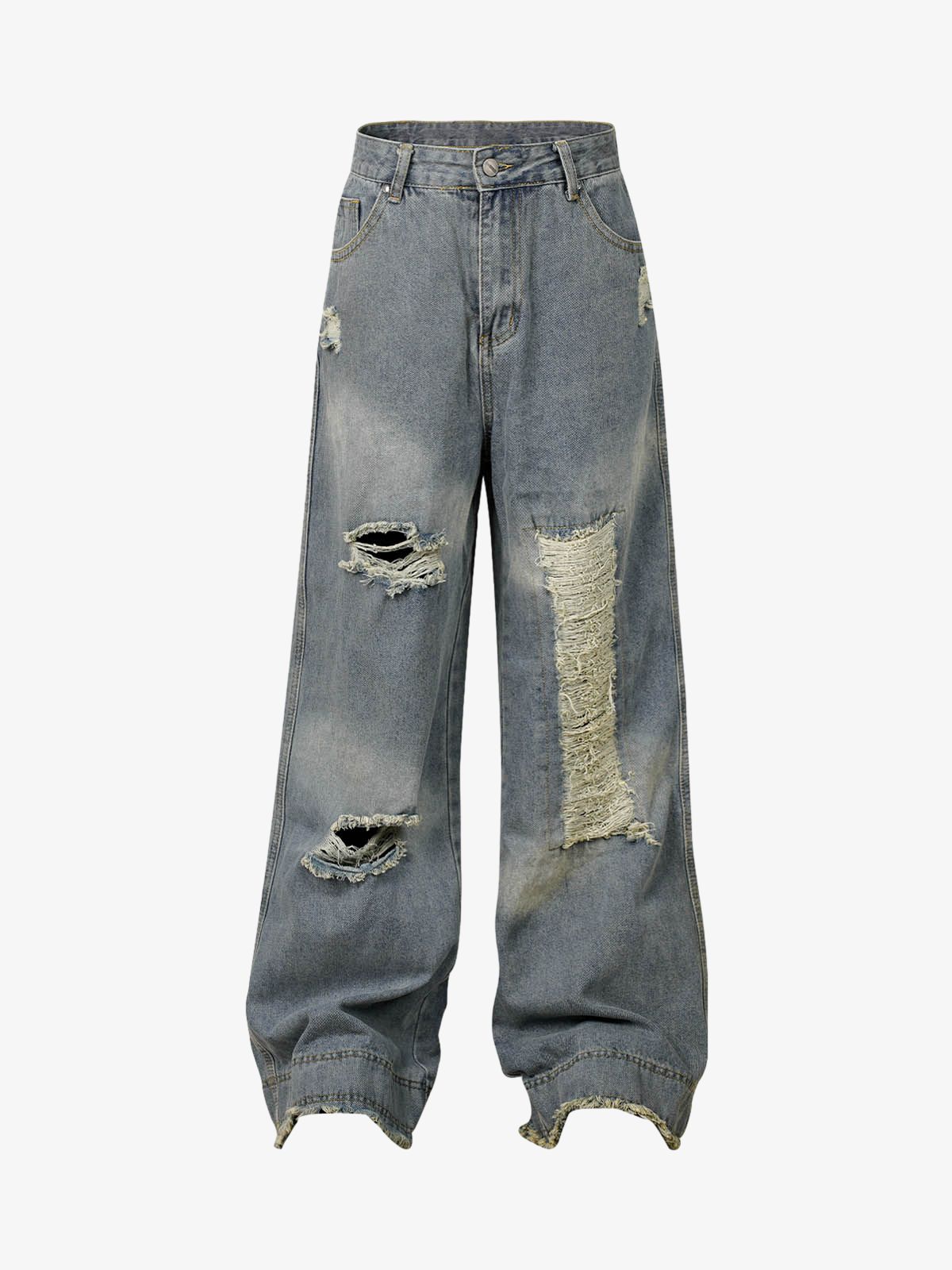Theprecipice Washed Ripped Baggy Jeans