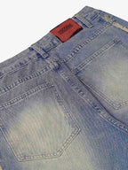 Theprecipice Washed Distressed Raw Edge Baggy Jeans - 2271