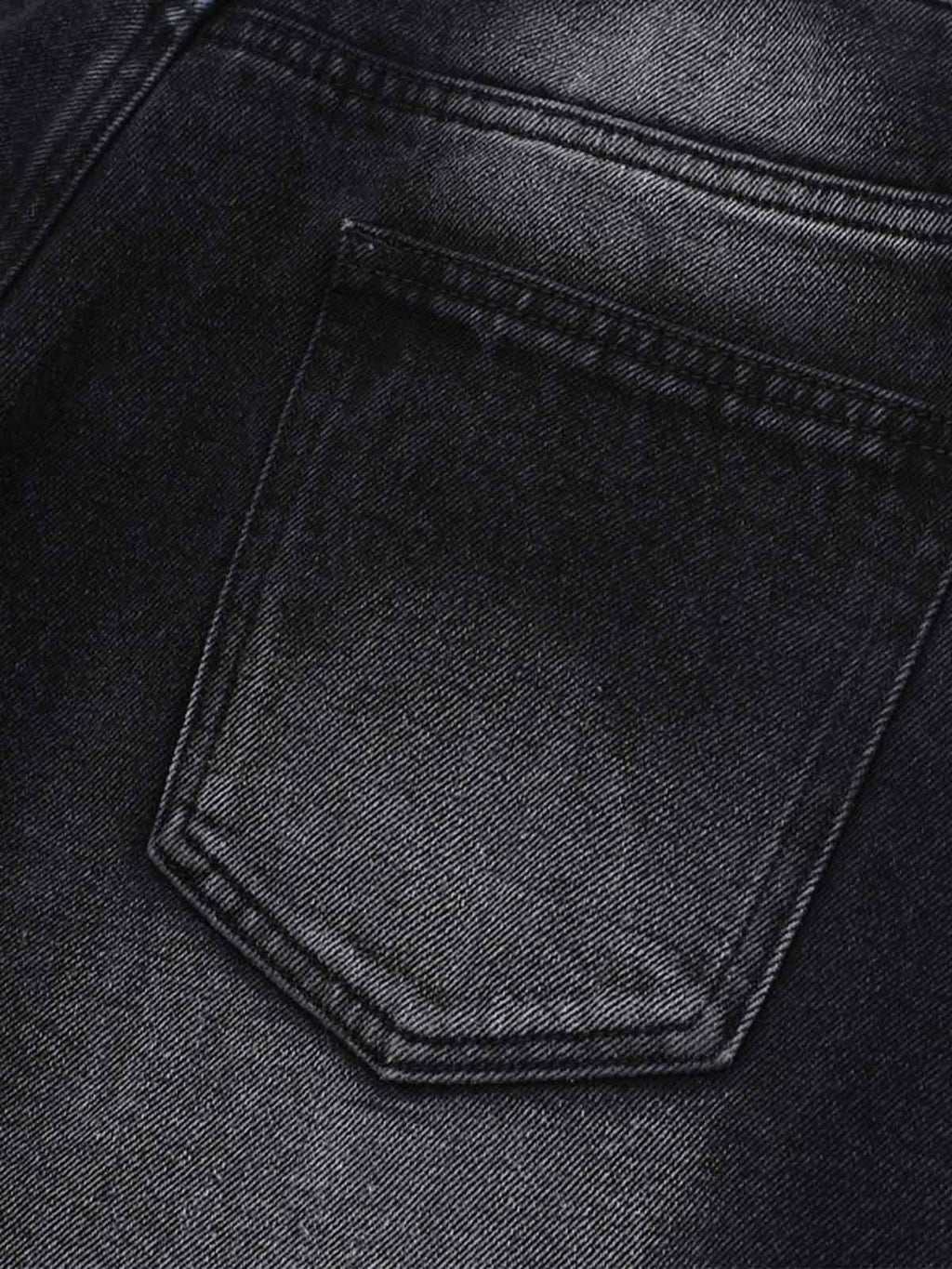 Theprecipice Old Washed Double Waistband Design Denim Jorts