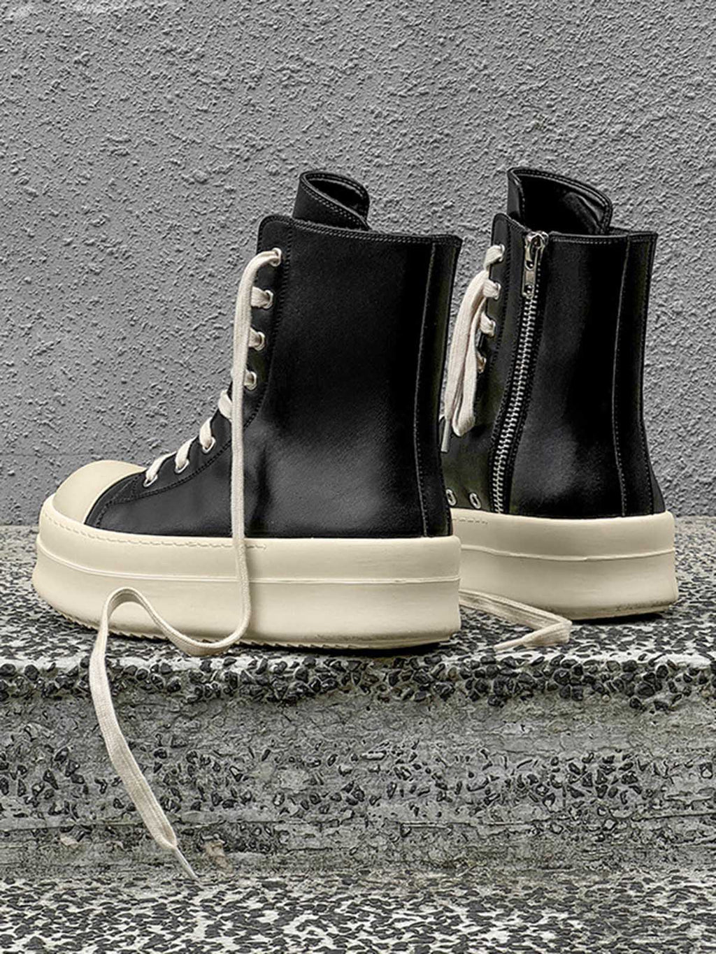 Rubber Sole High-Top Side Zipper Platform Sneakers - 2273