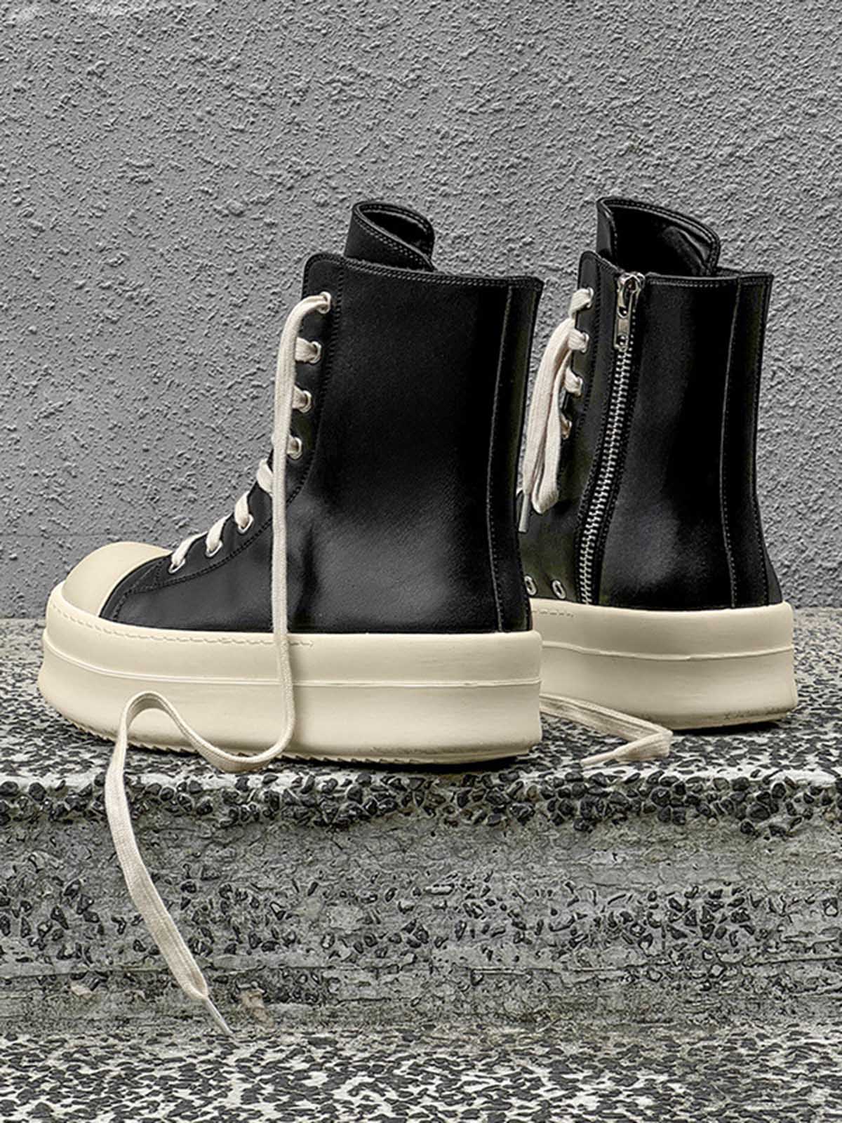 Rubber Sole High-Top Side Zipper Platform Sneakers - 2273