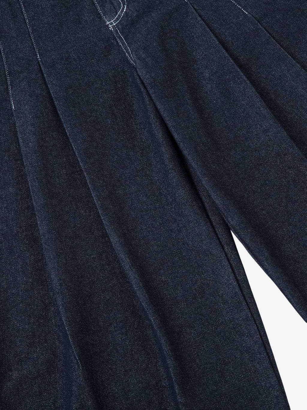 Deconstructed Contrast Stitching Pleated Baggy Barrel Jeans - 2343