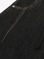Patchwork Plaid Pleated Baggy Barrel Jeans - 2334