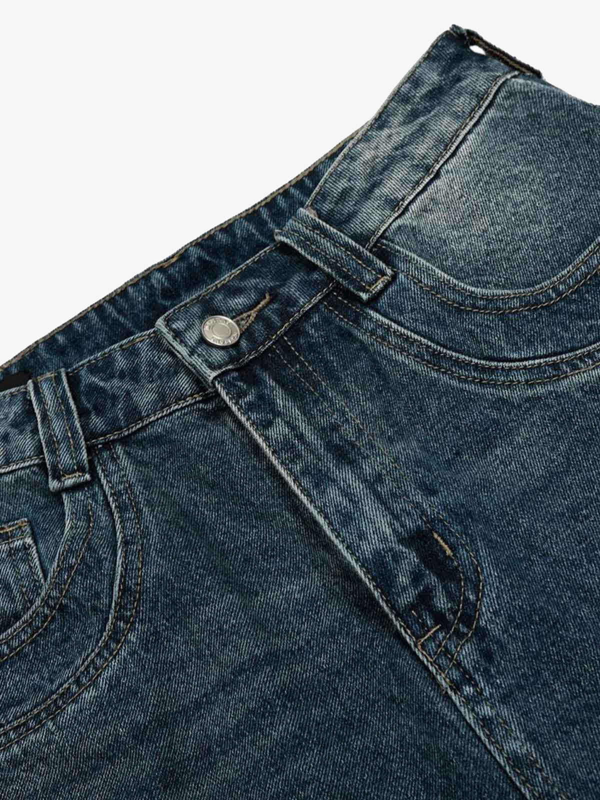 Washed Studded Denim Jorts