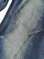 Washed Distressed Deconstructed Pleated Scimitar Jorts