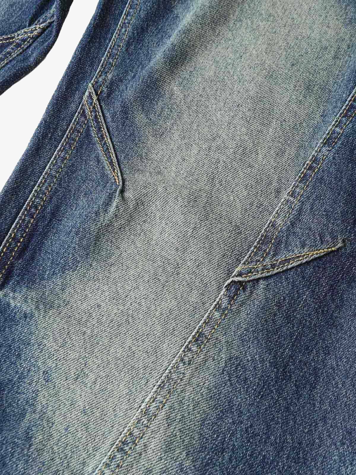 Washed Distressed Deconstructed Pleated Scimitar Jorts