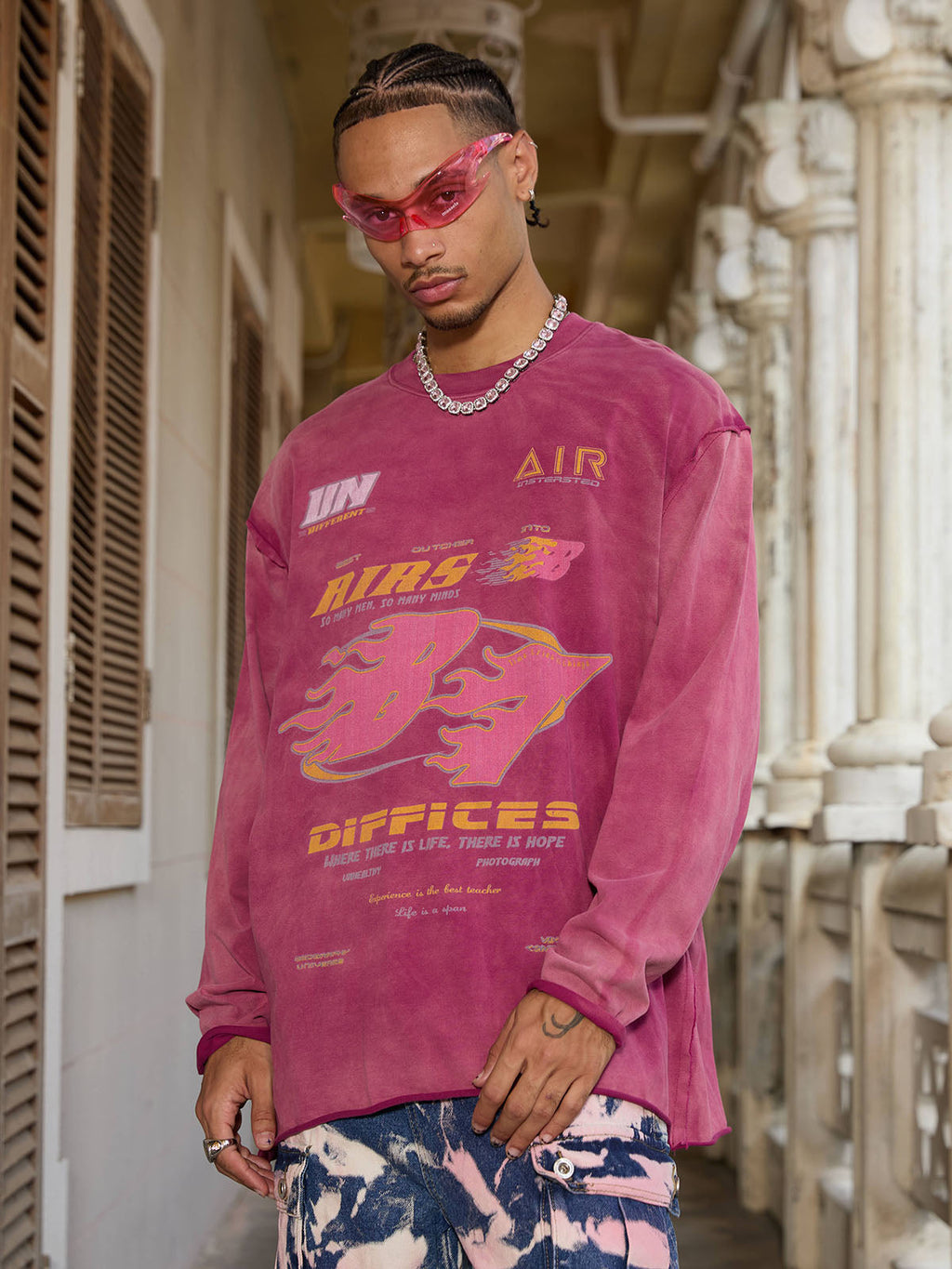Theprecipice Washed Edge Long Sleeve T-Shirt