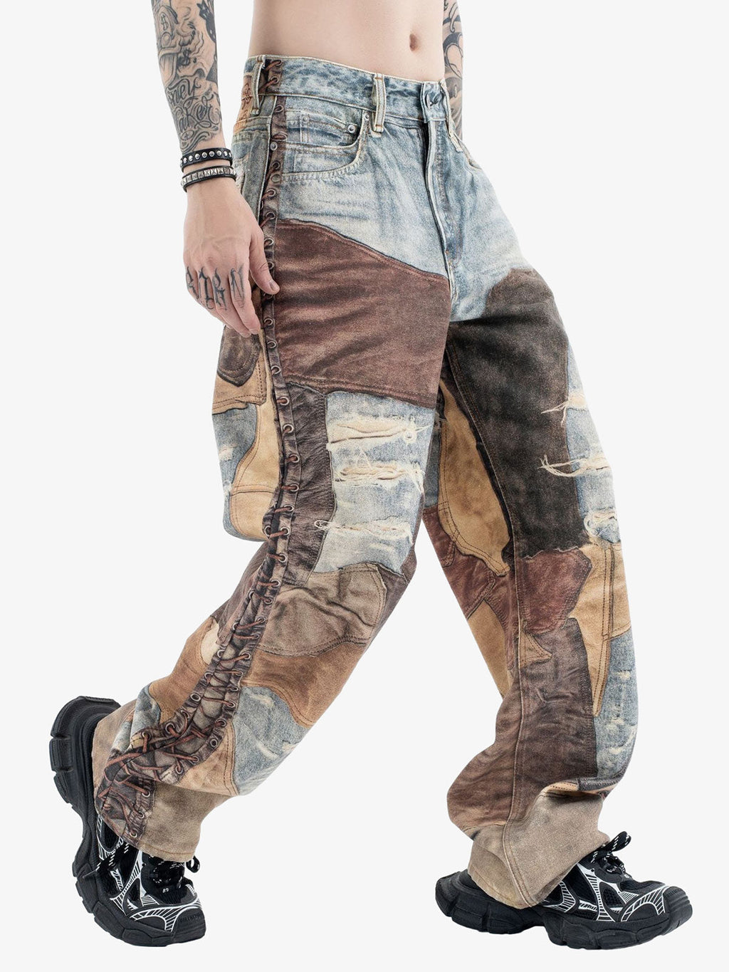 Theprecipice High Street Distressed Washed Printed Jeans - 2246