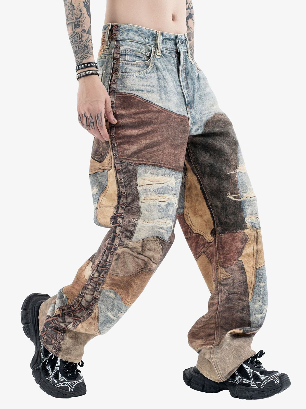 Theprecipice High Street Distressed Washed Printed Jeans - 2246