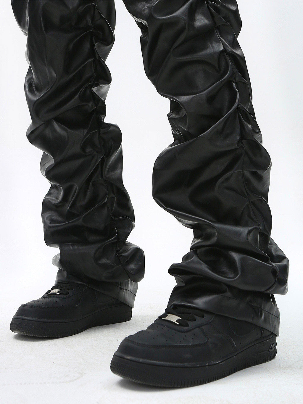 Theprecipice Punk Style Pleated Leather Pants - 2195