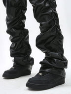 Theprecipice Punk Style Pleated Leather Pants - 2195