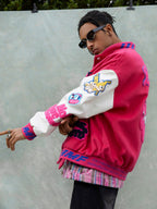 Theprecipice Pink Terry Patch Embroidered Hip Hop Baseball Jersey - 1965