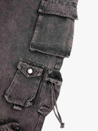 Theprecipice Street Stitching Multi-Pocket Workwear Washed Jeans - 2209