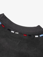 Embroidered Neckline Oversized T-Shirt