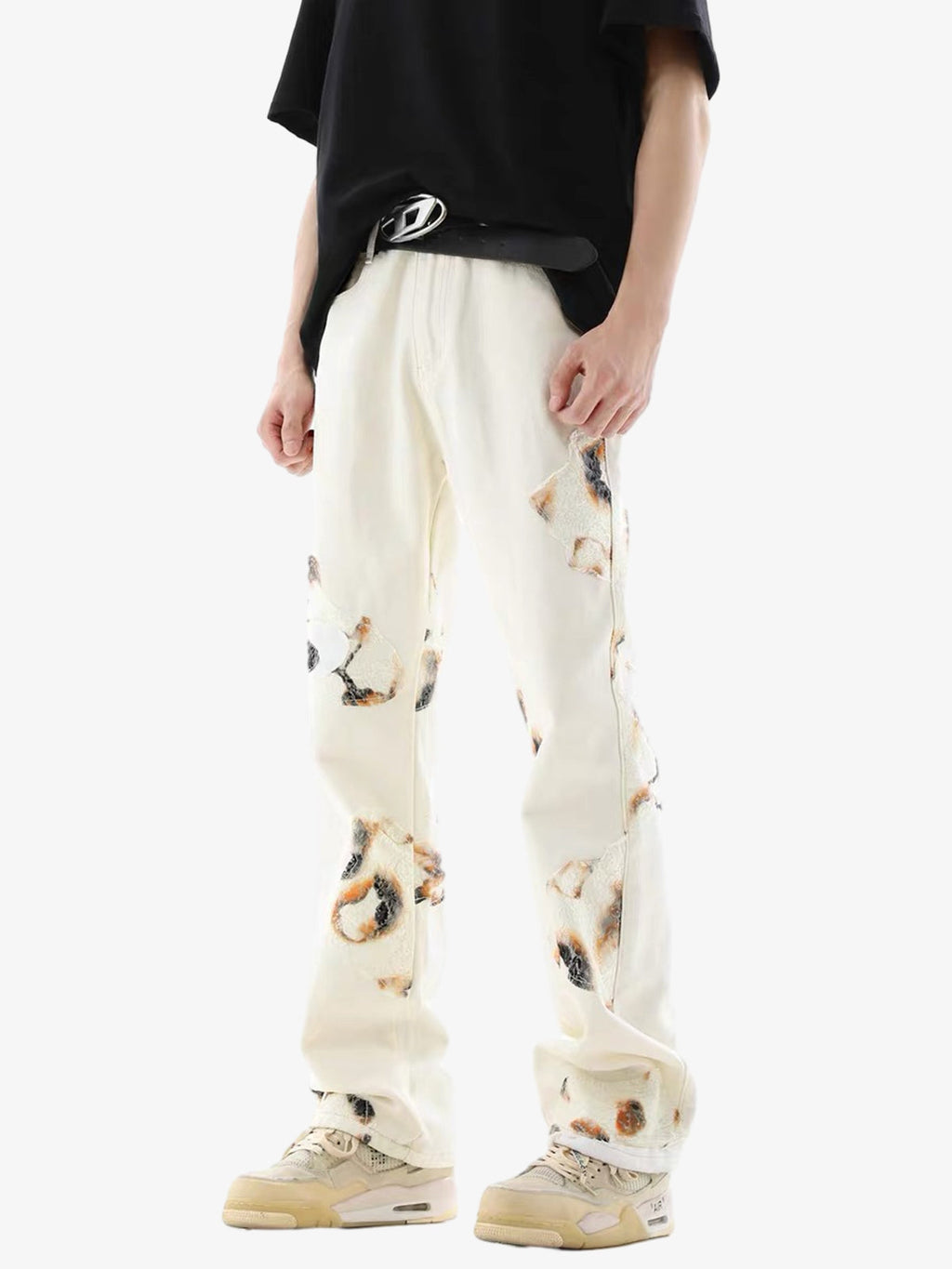 Theprecipice American Retro Lace Patchwork Jeans