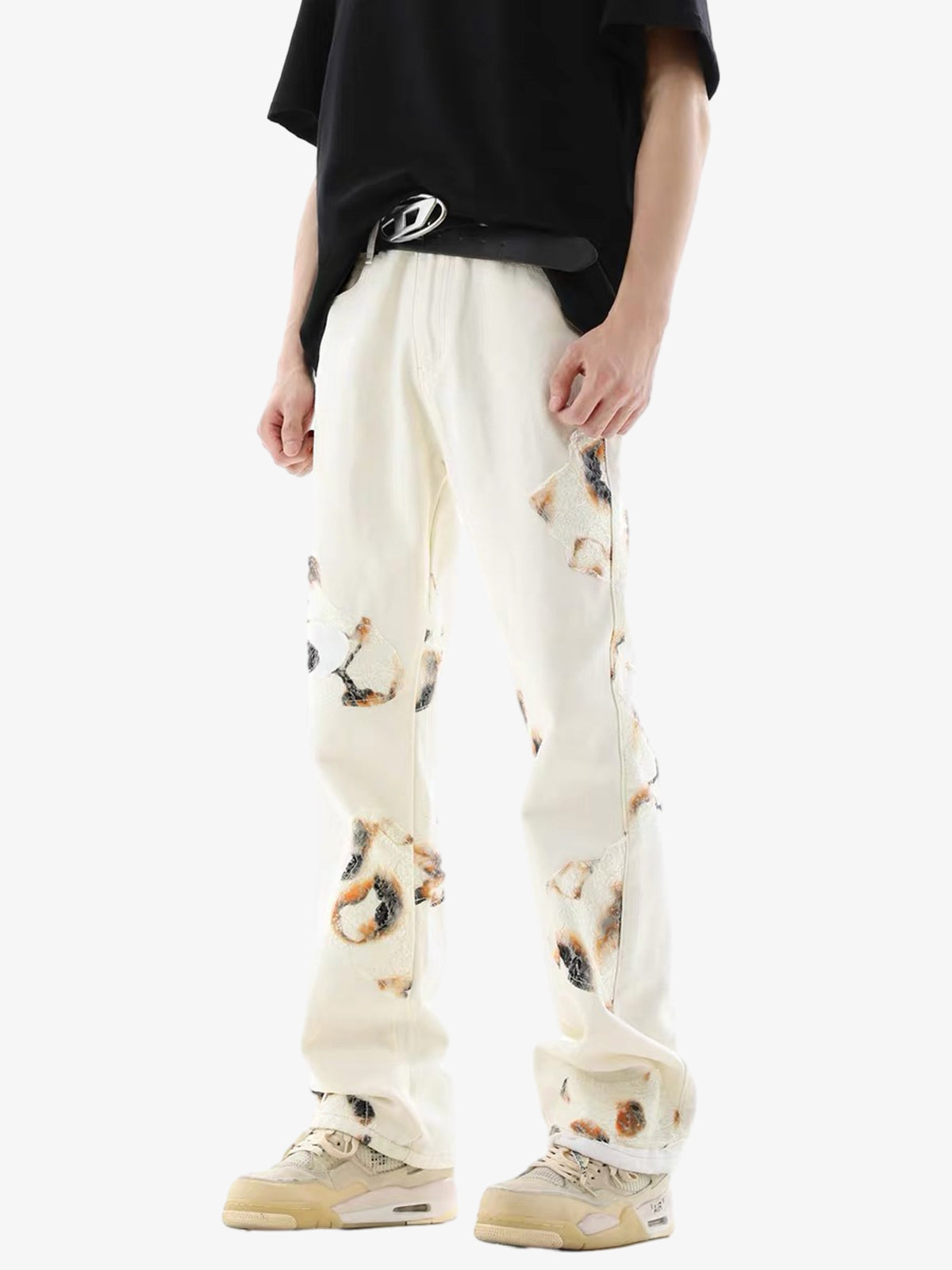 Theprecipice American Retro Lace Patchwork Jeans
