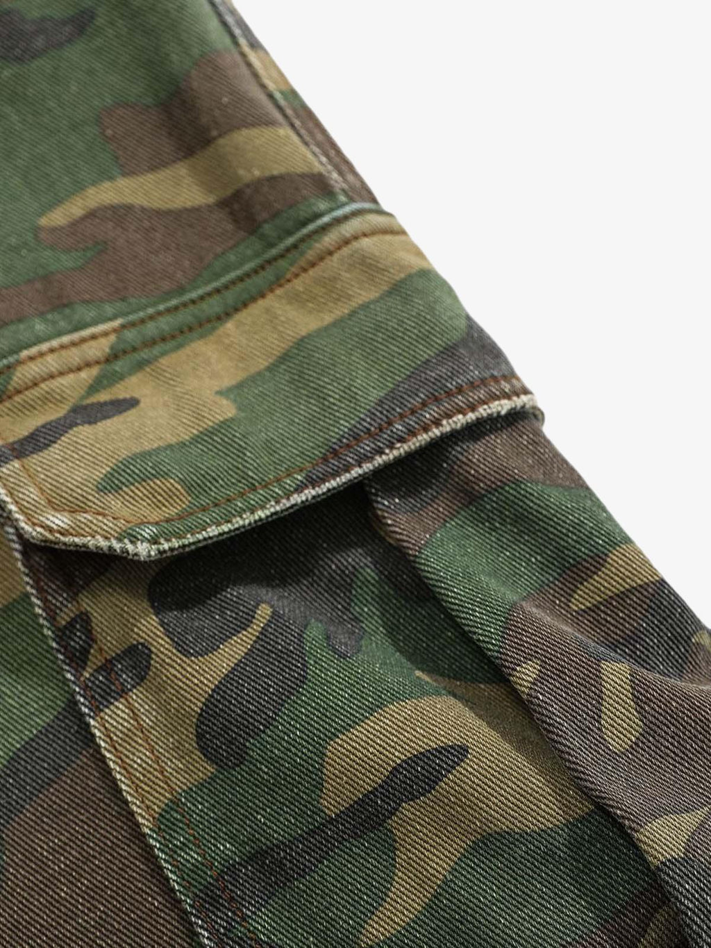 Woven Ripped Camouflage Cargo Baggy Pants - 2410