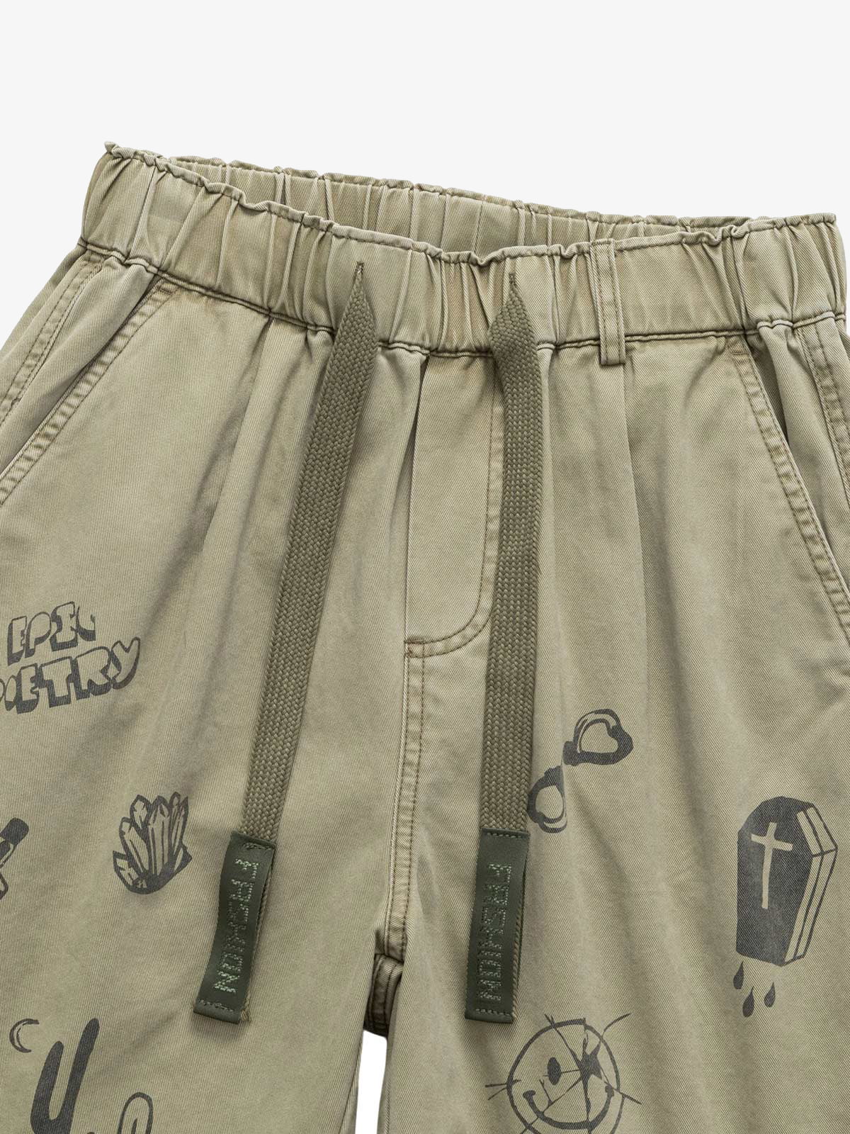 Graphic Print Drawstring Shorts