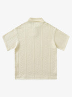 Vintage Print Lapel Short Sleeve Polo Shirt