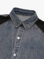 Deconstructed Patchwork Short-Sleeve Cropped Denim Set